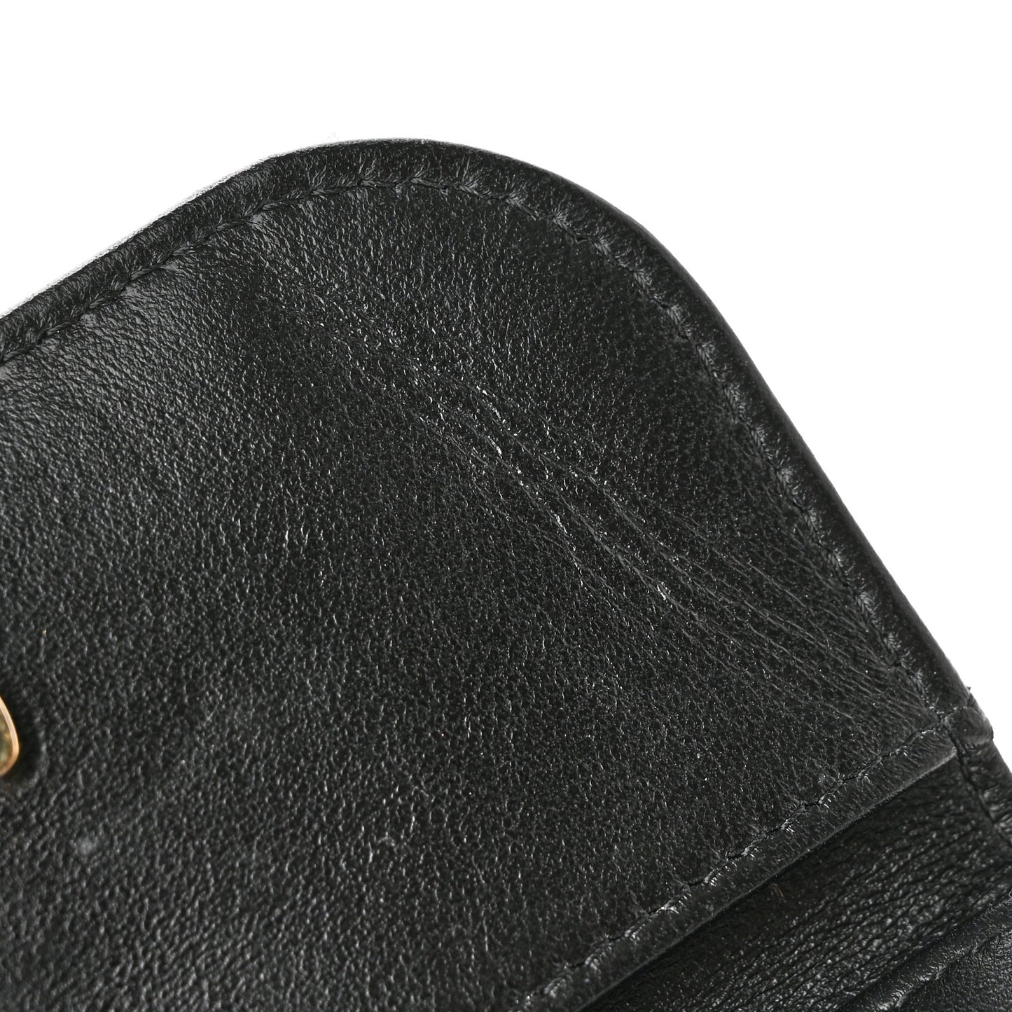 Lambskin Quilted Flap Card Holder Black
