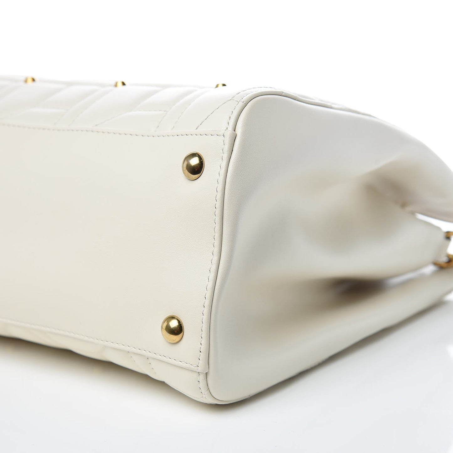 Calfskin Matelasse Studded Medium GG Marmont Tote White