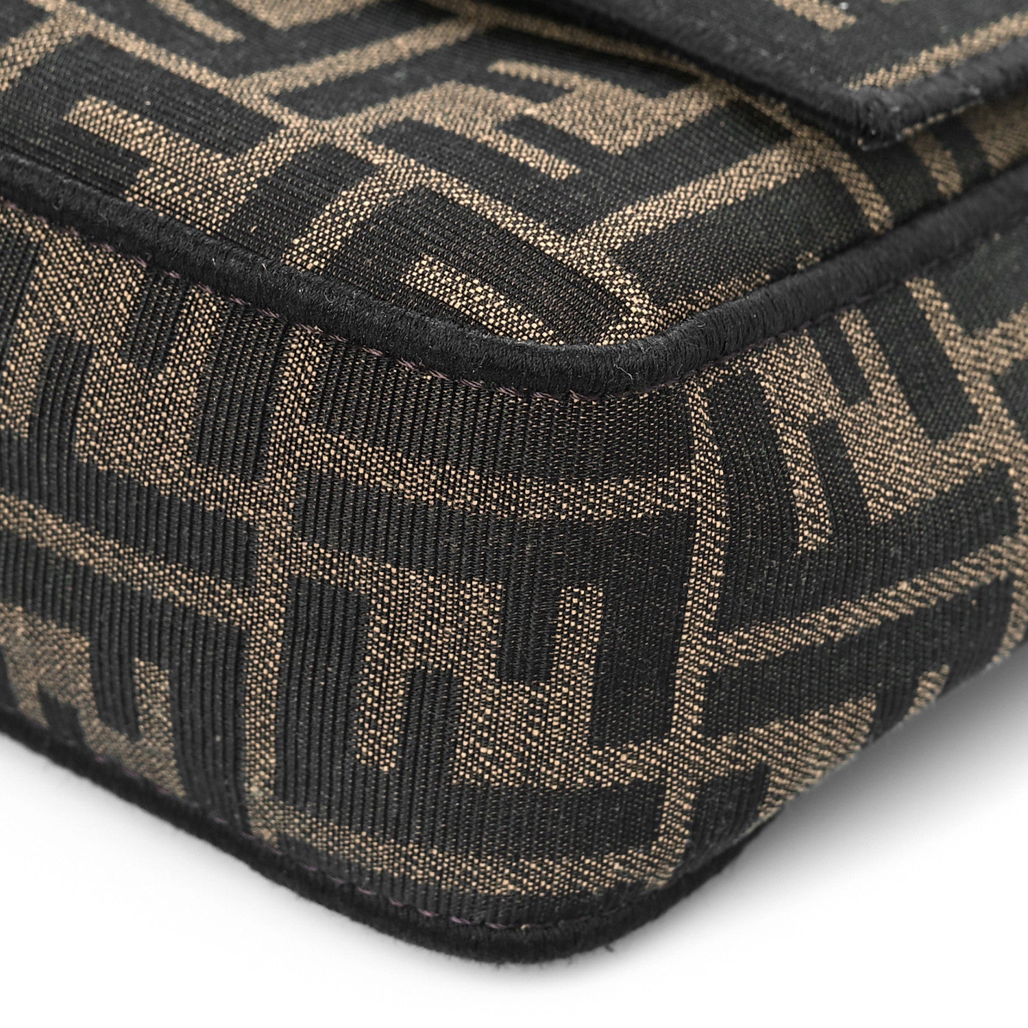 Fendi Fabric Jacquard FF 1974 Medium Baguette Tobacco Moro Black 8 of 8