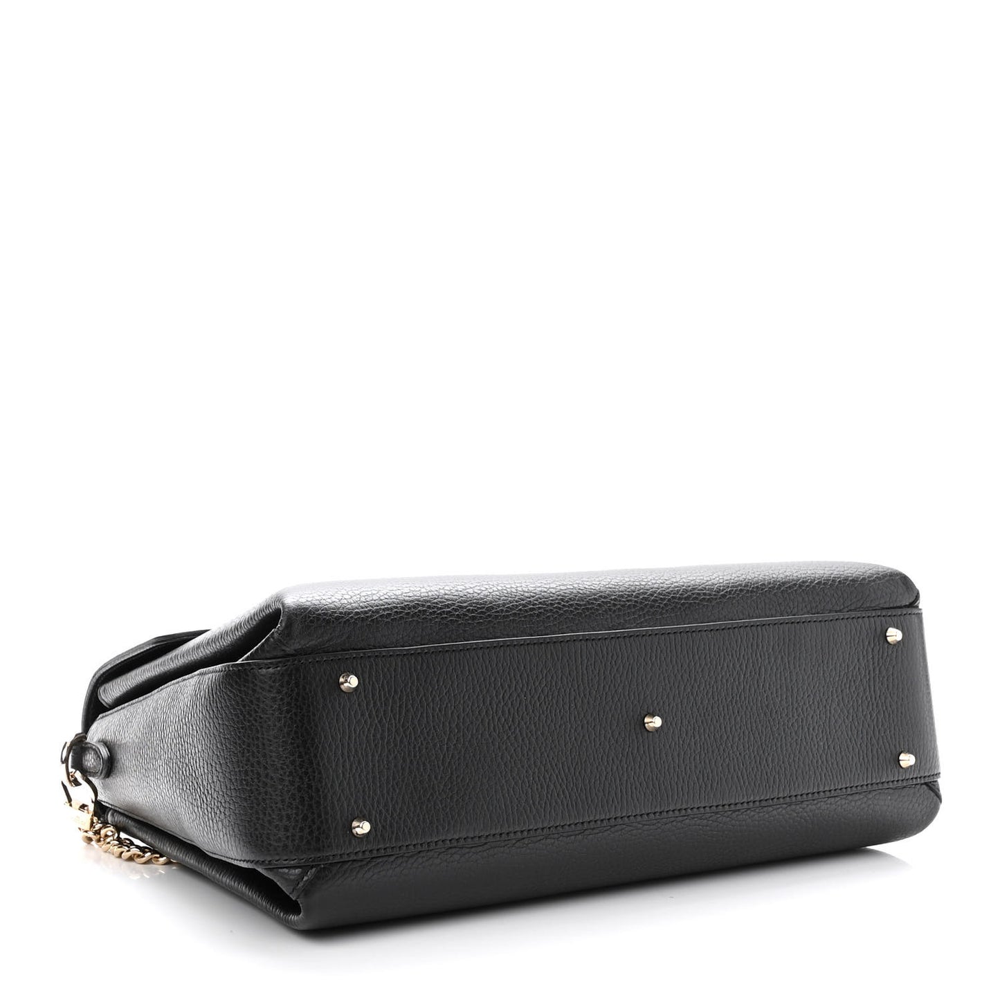 Dollar Calfskin Medium Interlocking G Top Handle Shoulder Bag Black