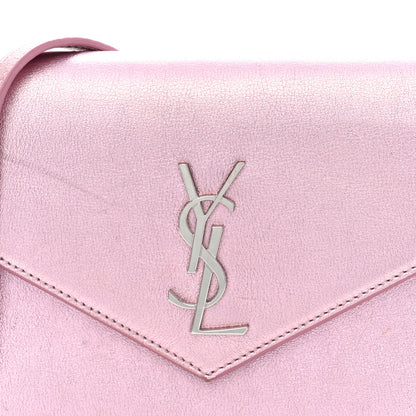 Saint Laurent Metallic Calfskin Monogram Envelope Chain Wallet New Azalea 7 of 9
