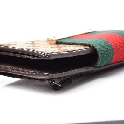 Gucci Monogram Calfskin Ladies Web Continental Wallet Beige Ebony Cocoa 12 of 13