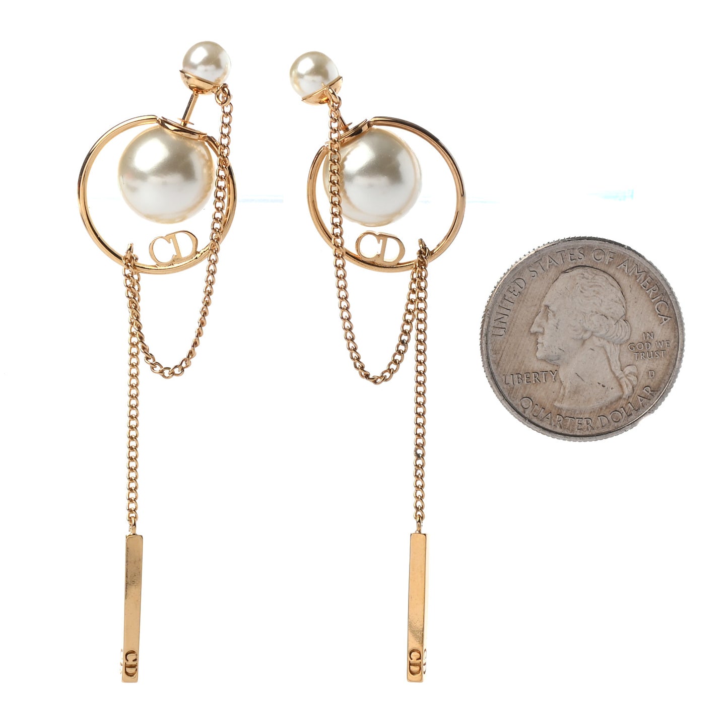 Pearl Tribales Dangle Chain Earrings Gold