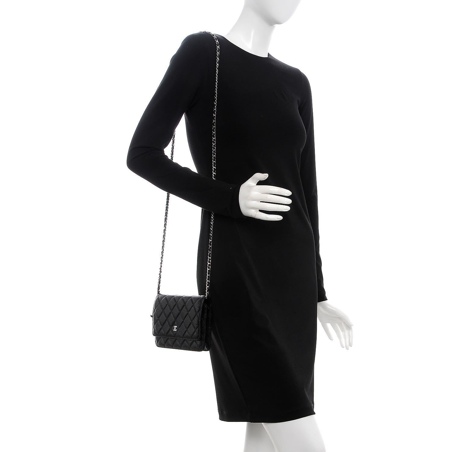Chanel Caviar Quilted Wallet On Chain WOC Black 2 of 8