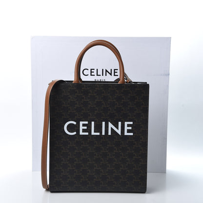 Celine Triomphe Canvas Calfskin Small Vertical Cabas Tan 9 of 9