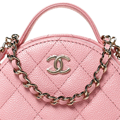 Chanel Caviar Quilted Round Handle With Care Vanity With Chain Pink 7 of 12