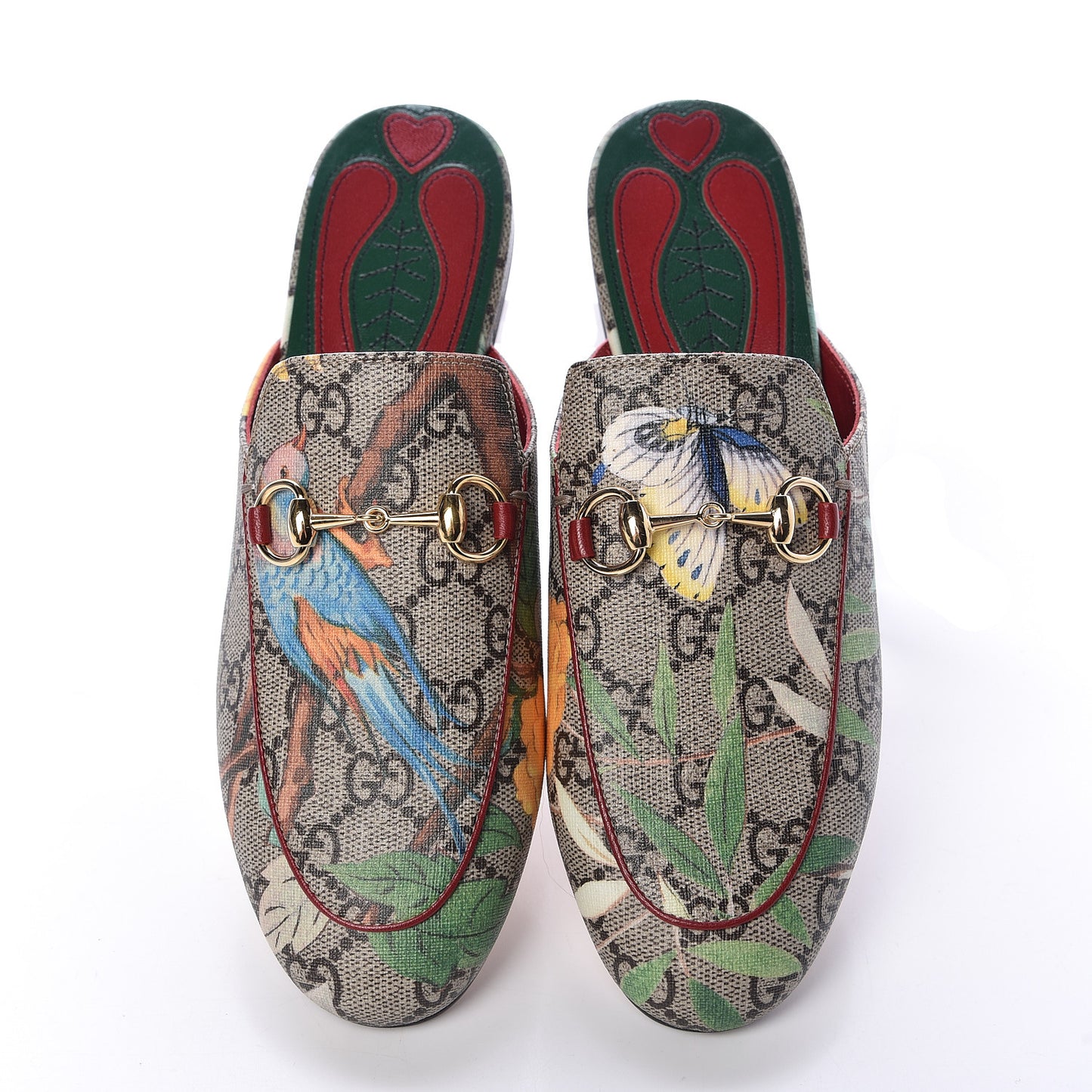 GG Supreme Monogram Tian Womens Princetown Slippers 34.5 Beige Ebony Multicolor