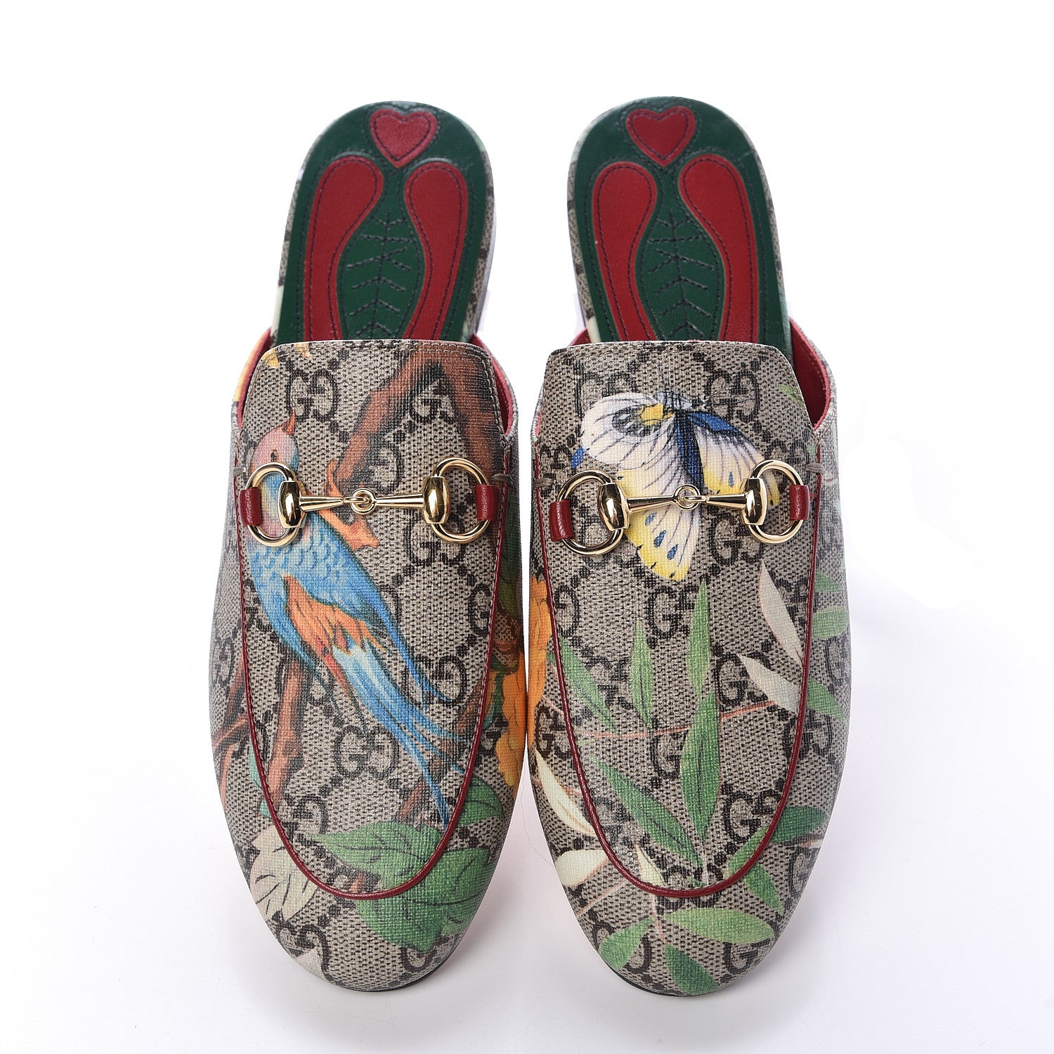 Gucci GG Supreme Monogram Tian Womens Princetown Slippers 34.5 Beige Ebony Multicolor 5 of 10