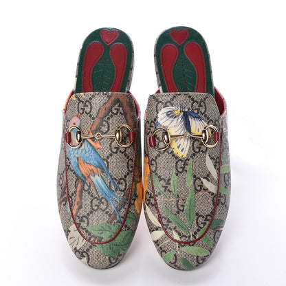 Gucci GG Supreme Monogram Tian Womens Princetown Slippers 34.5 Beige Ebony Multicolor 5 of 10