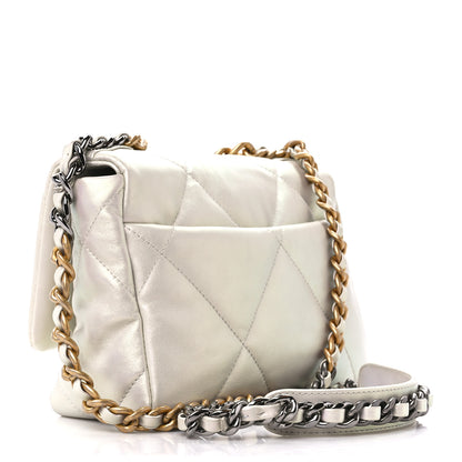 Chanel Iridescent Calfskin Quilted Medium Chanel 19 Flap White 3 of 11
