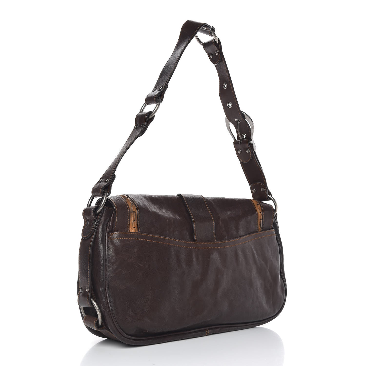 Christian Dior Calfskin Gaucho Double Saddle Bag Brown 3 of 11