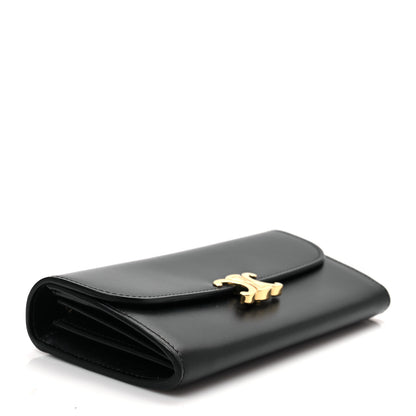 Celine Shiny Smooth Lambskin Long Triomphe Wallet Black 4 of 6
