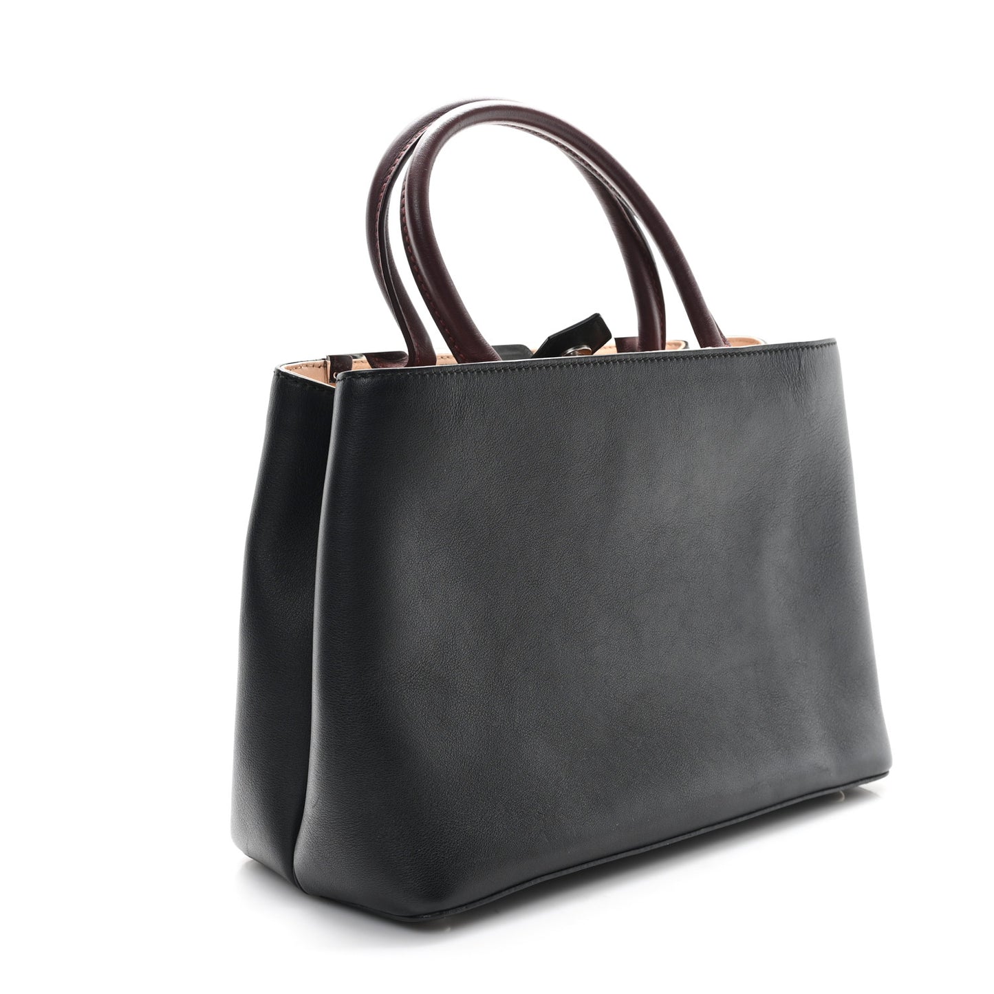 Vitello Dolce Fox Mink Bi-Color Monster Mirror Charm Petite 2Jours Tote Black Bordeaux Acquamarine