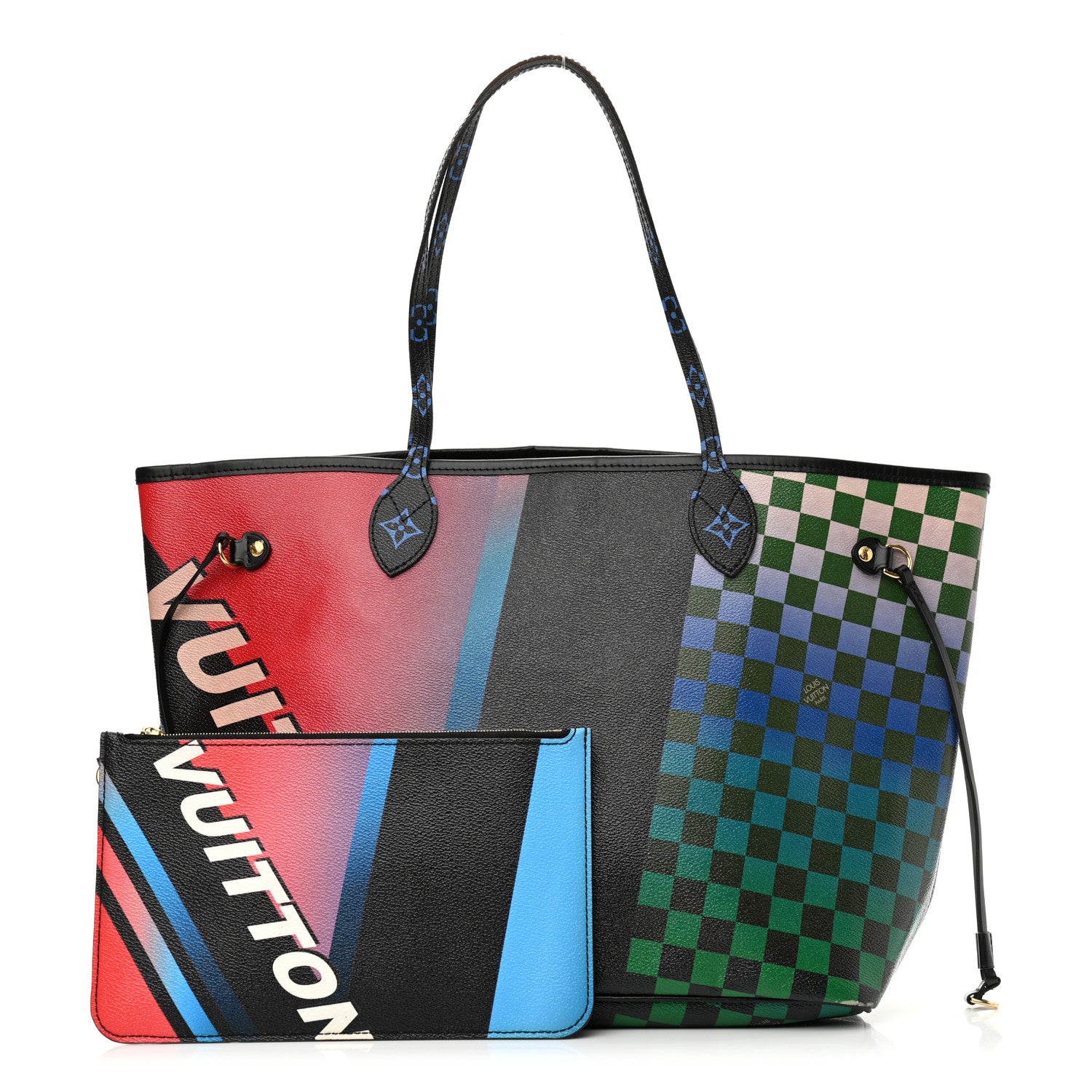 Louis Vuitton Damier Race Neverfull MM Noir Rouge 1 of 12