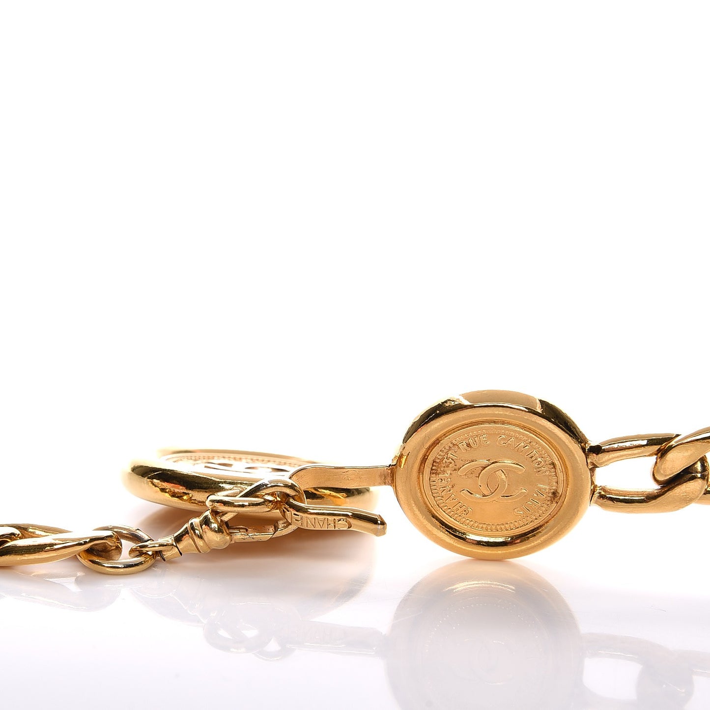 Metal Chain CC Medallion Belt Gold
