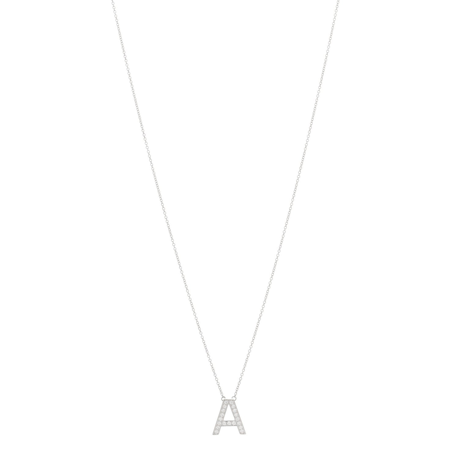 Tiffany Platinum Diamond Letters A Pendant Necklace 1 of 3