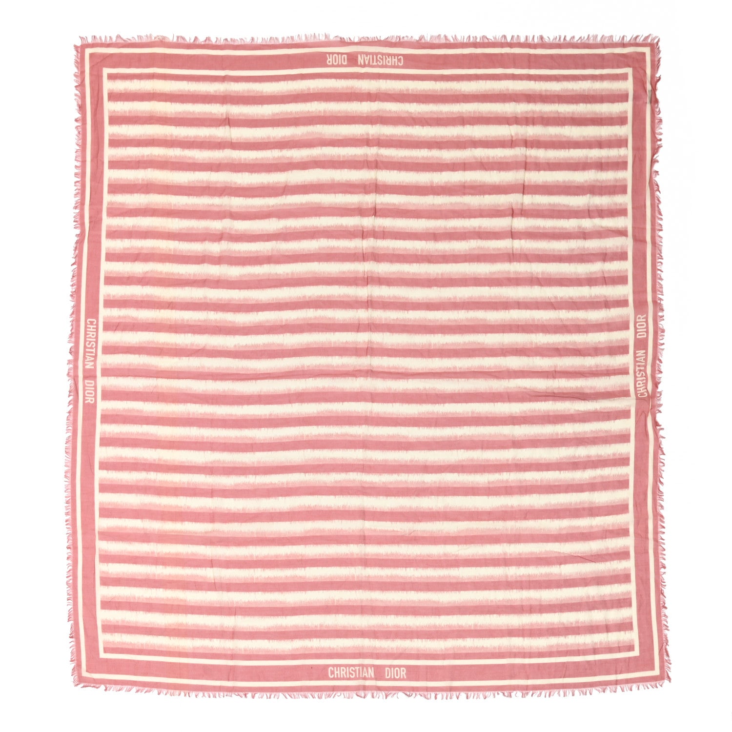 Christian Dior Cotton Striped Scarf Pink 1 of 3