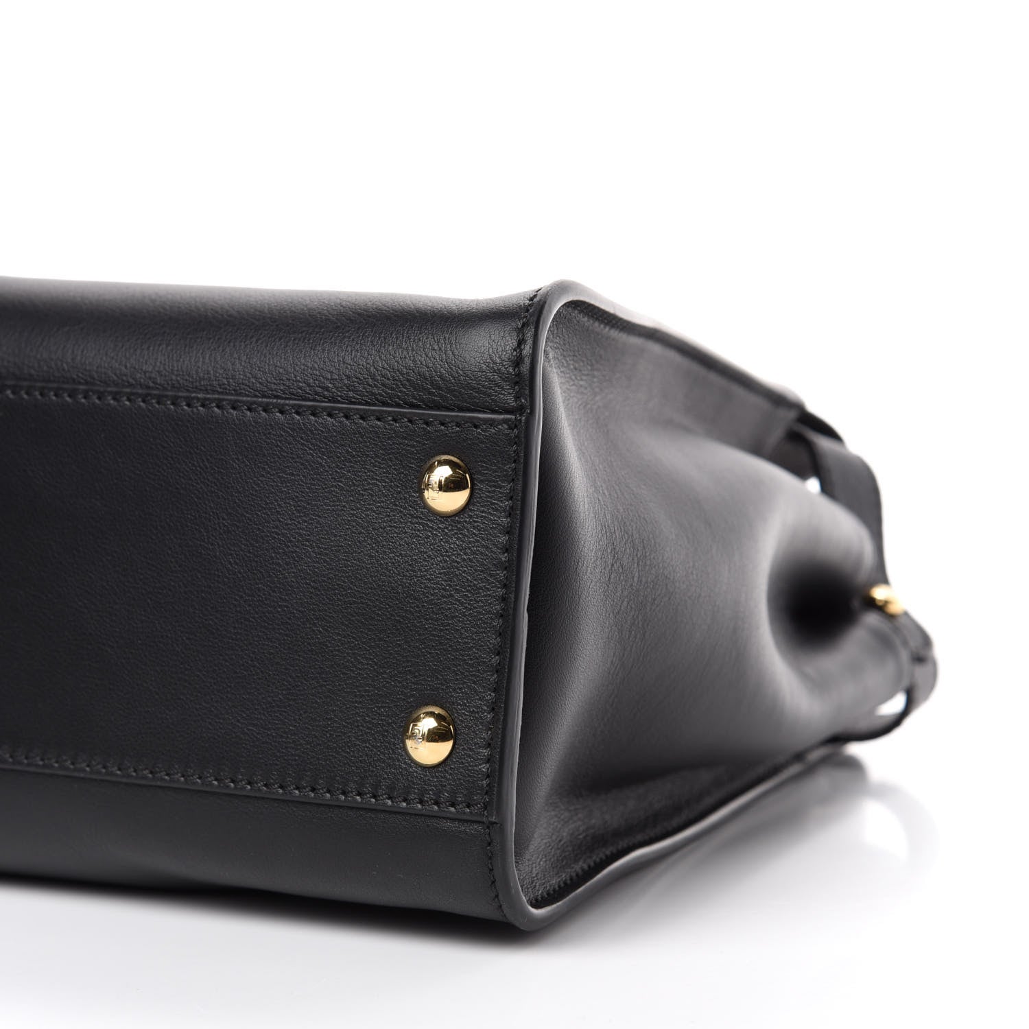 Fendi Vitello Seta Shiny Nappa Medium Peekaboo Iconic Satchel Black 8 of 12