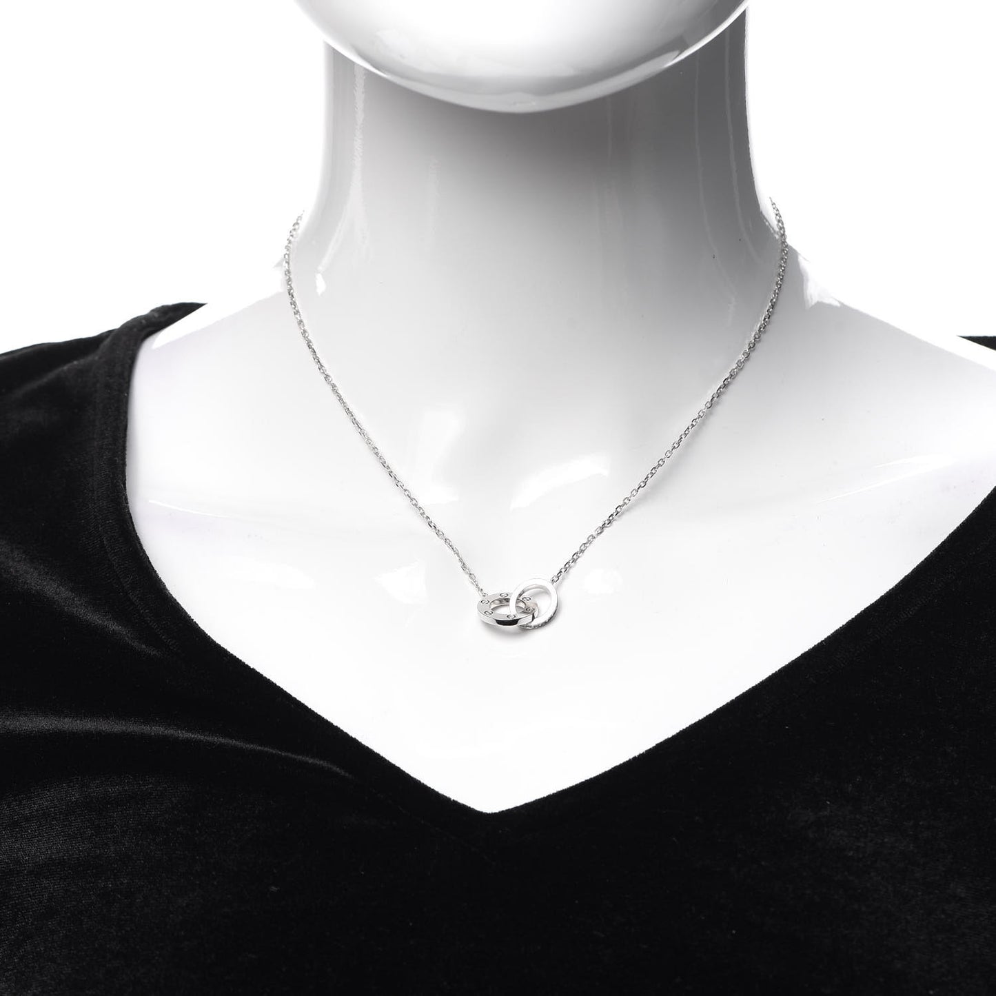 18K White Gold Diamond Interlocking LOVE Paved Necklace