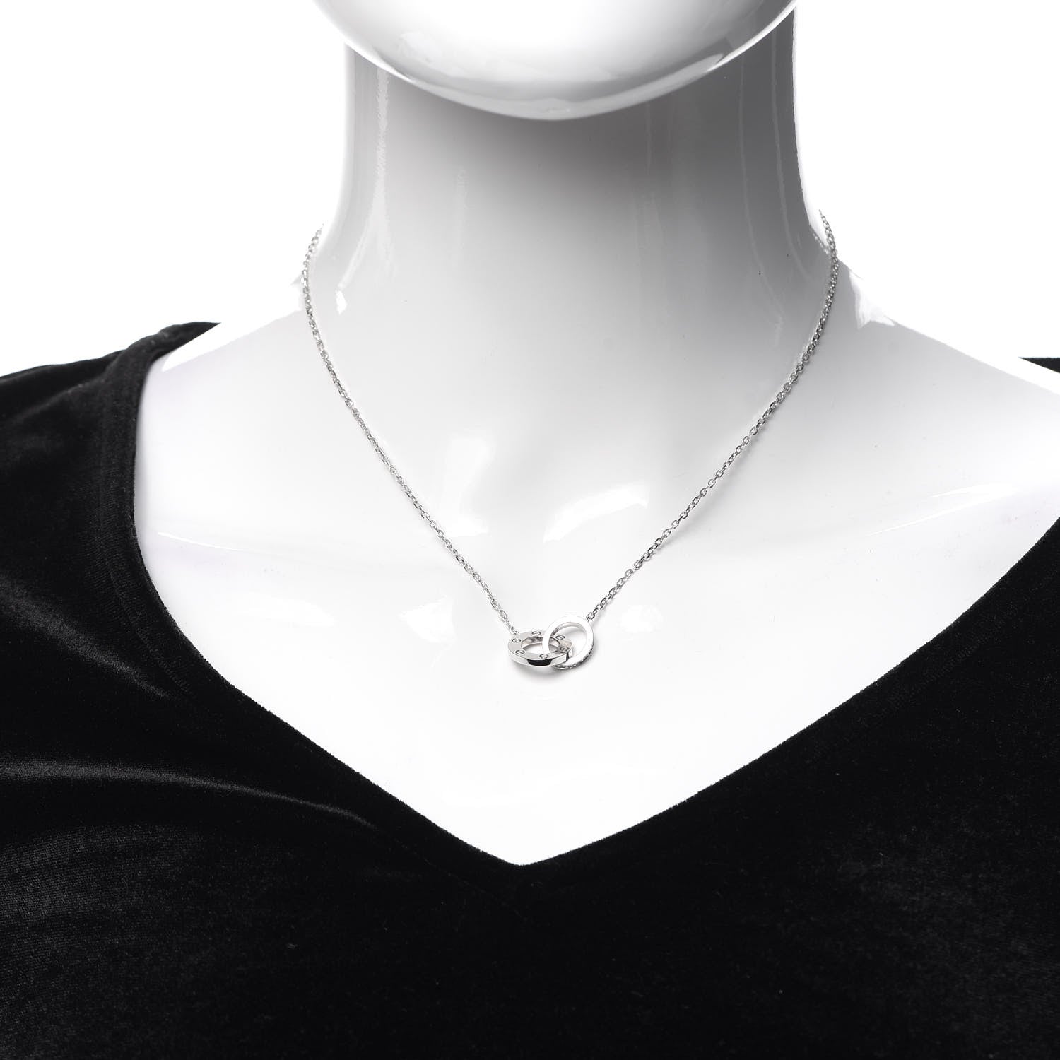 Cartier 18K White Gold Diamond Interlocking LOVE Paved Necklace 2 of 7