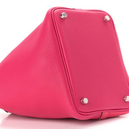 Hermes Taurillon Clemence Tri-Color Picotin Lock 18 PM Rose Extreme Rose Mexico Rouge De Coeur 9 of 11