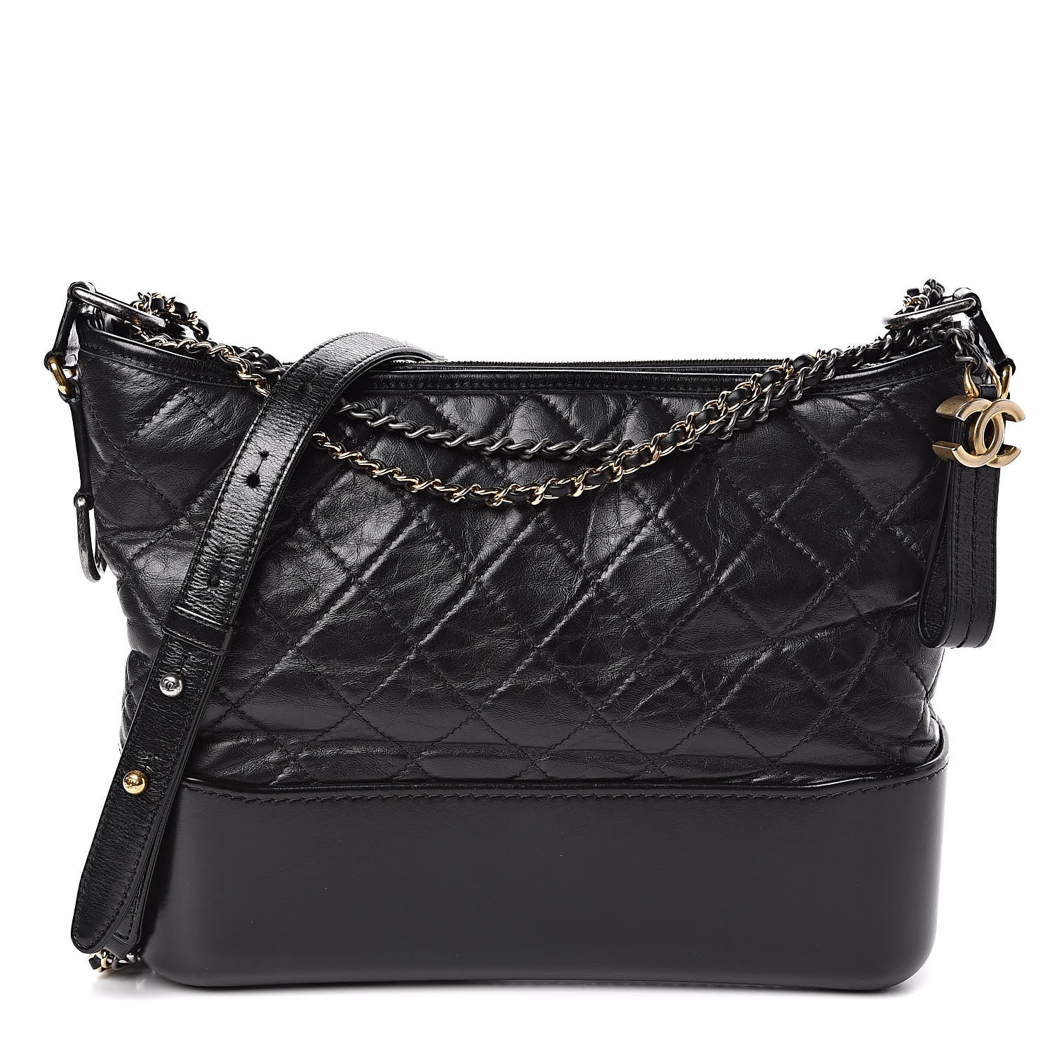 Chanel Aged Calfskin Quilted Medium Gabrielle Hobo Black 1 of 10