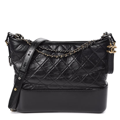 Chanel Aged Calfskin Quilted Medium Gabrielle Hobo Black 1 of 10