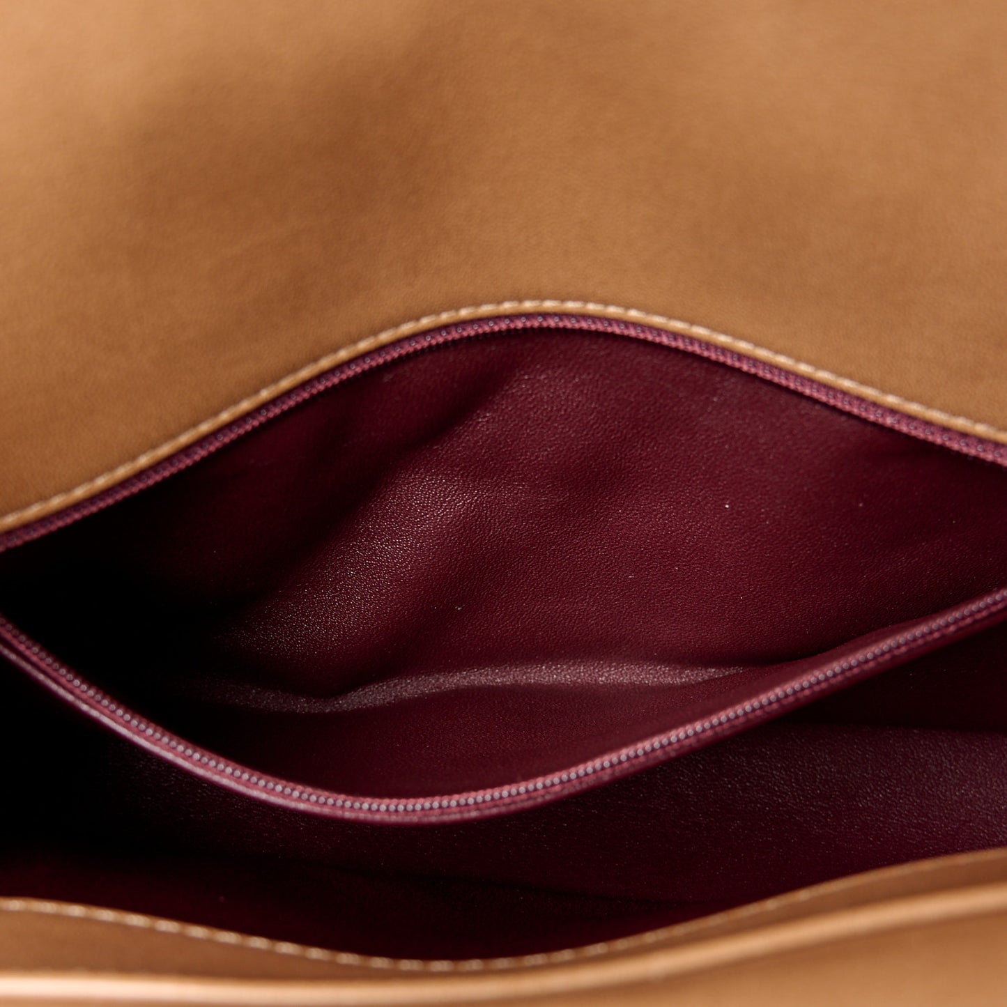 Lambskin Quilted Medium Single Flap Light Brown