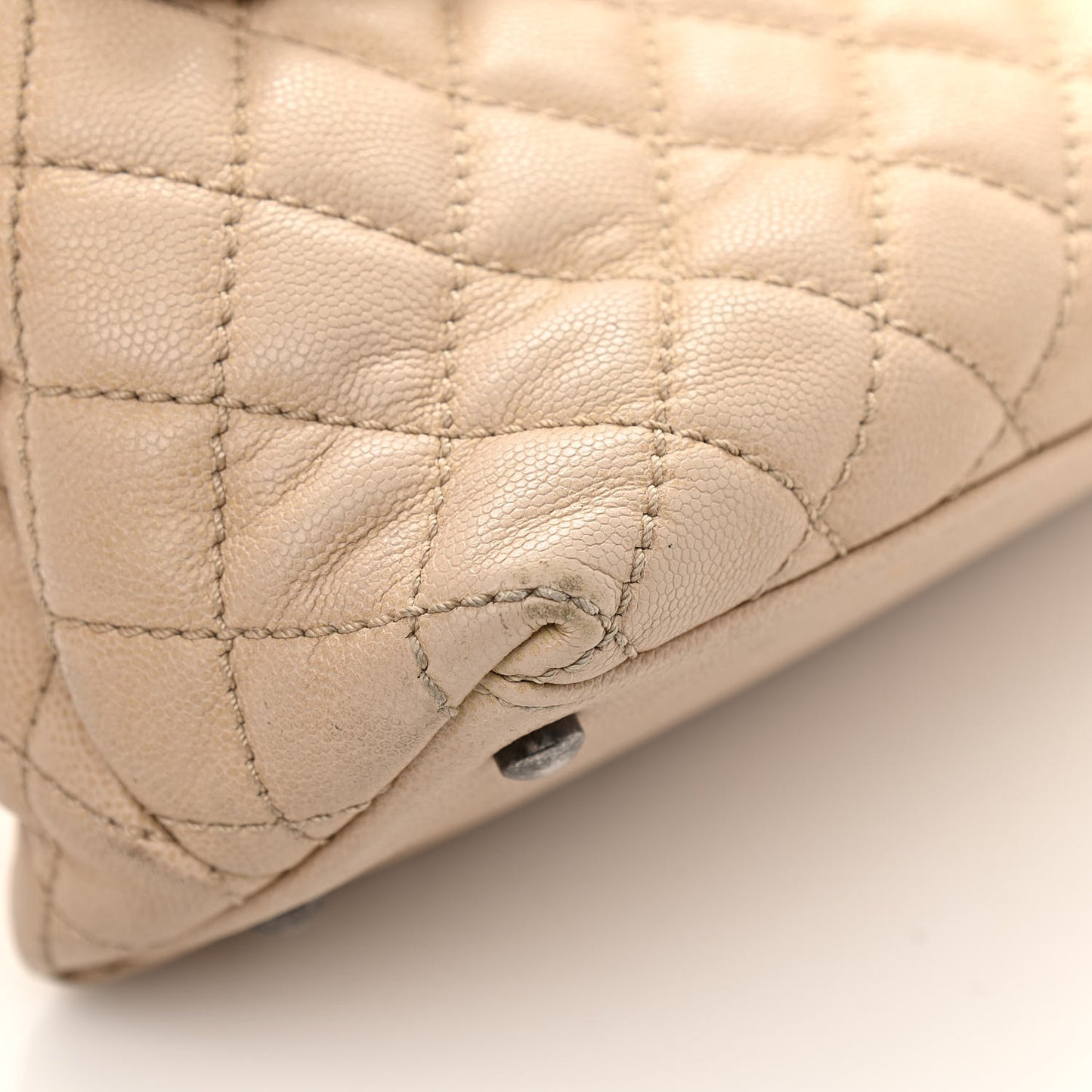 Caviar Quilted Medium Coco Handle Flap Light Beige