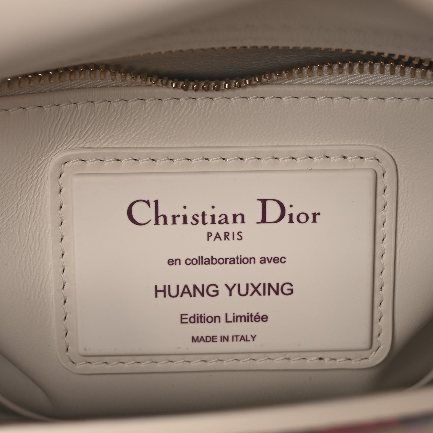 X HUANG YUXING Lambskin Printed Mini Lady Dior Art White Multicolor