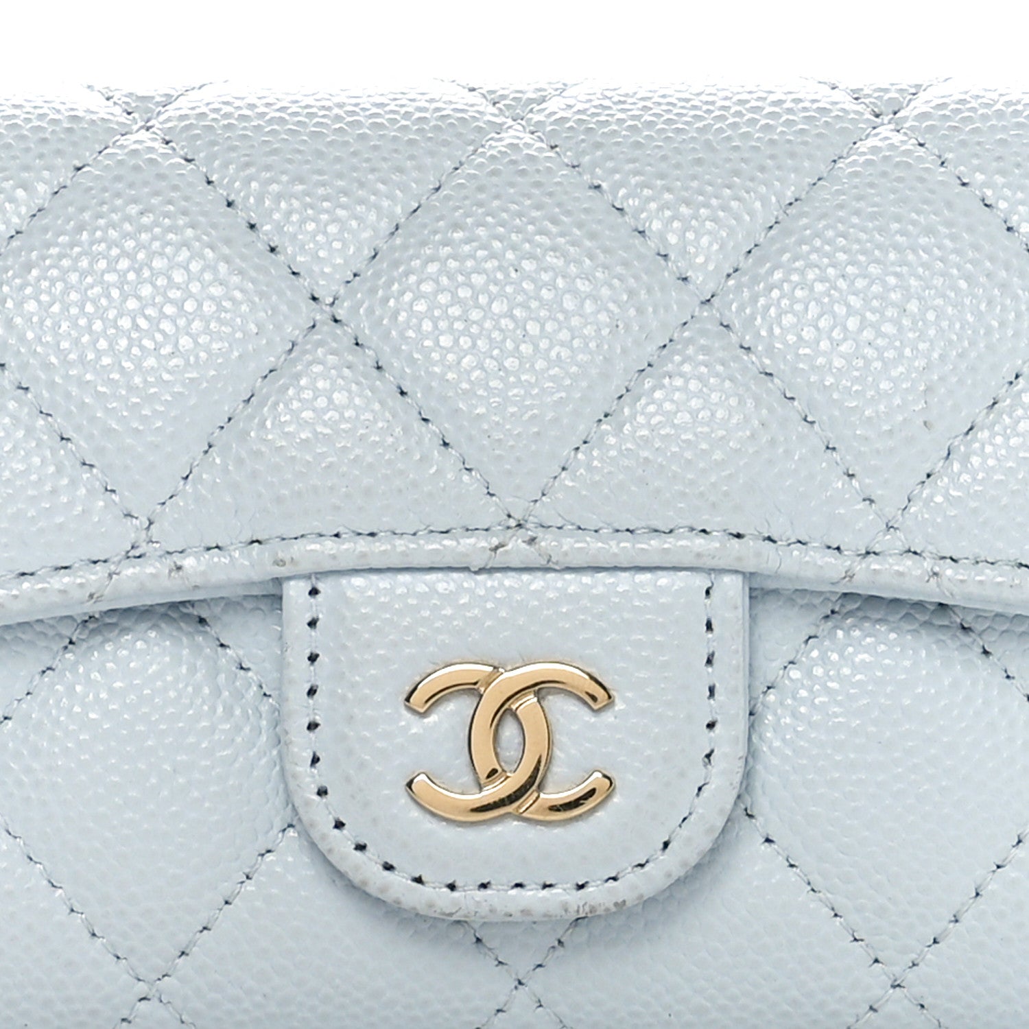 Chanel Caviar Quilted Flap Card Holder Wallet Light Blue 8 of 11