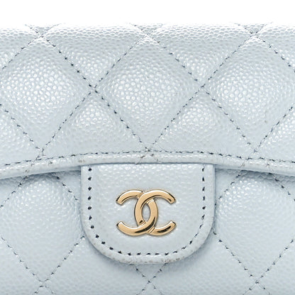 Chanel Caviar Quilted Flap Card Holder Wallet Light Blue 8 of 11