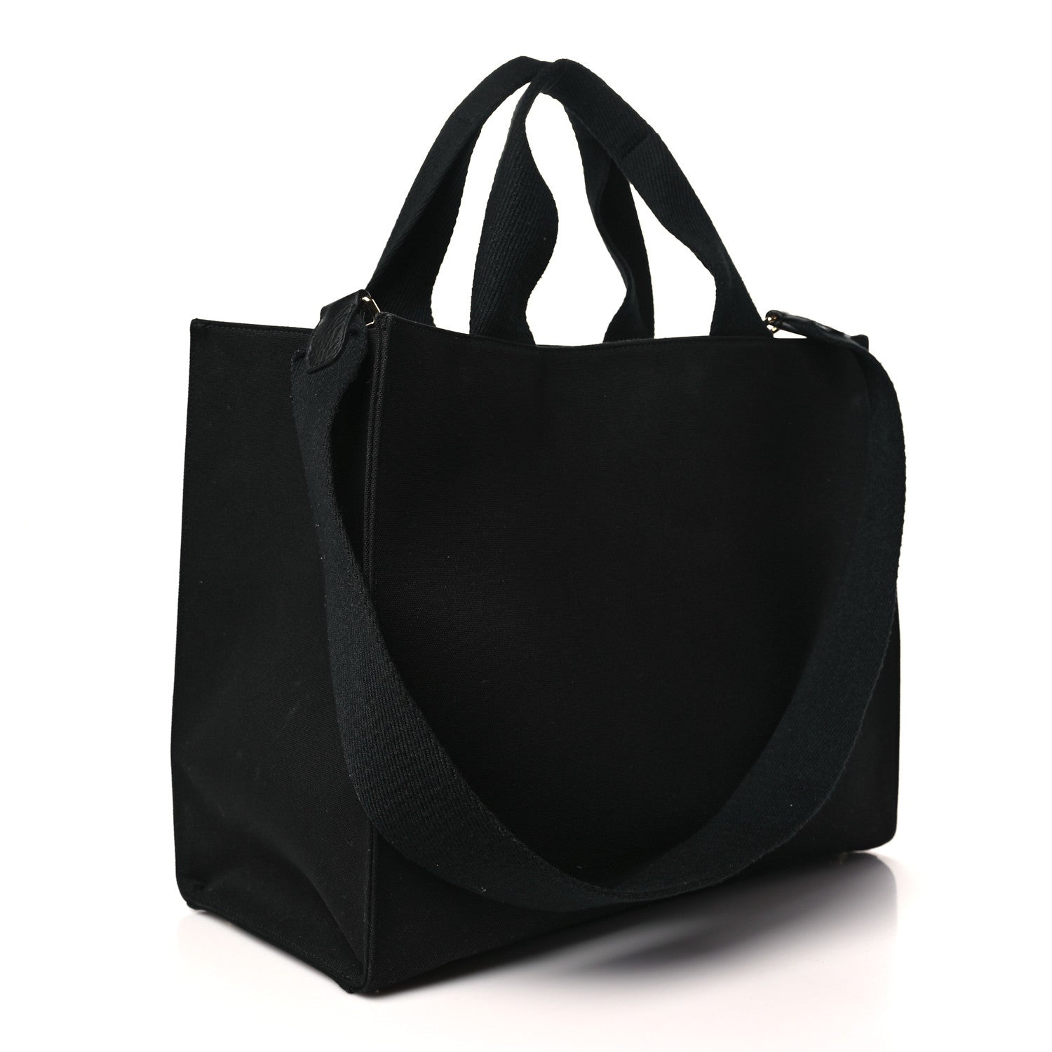 Fendi X VERSACE Cotton Canvas Cuoio Romano Fendace Logo Embroidered Signature Shopping Tote Black Gold 3 of 8