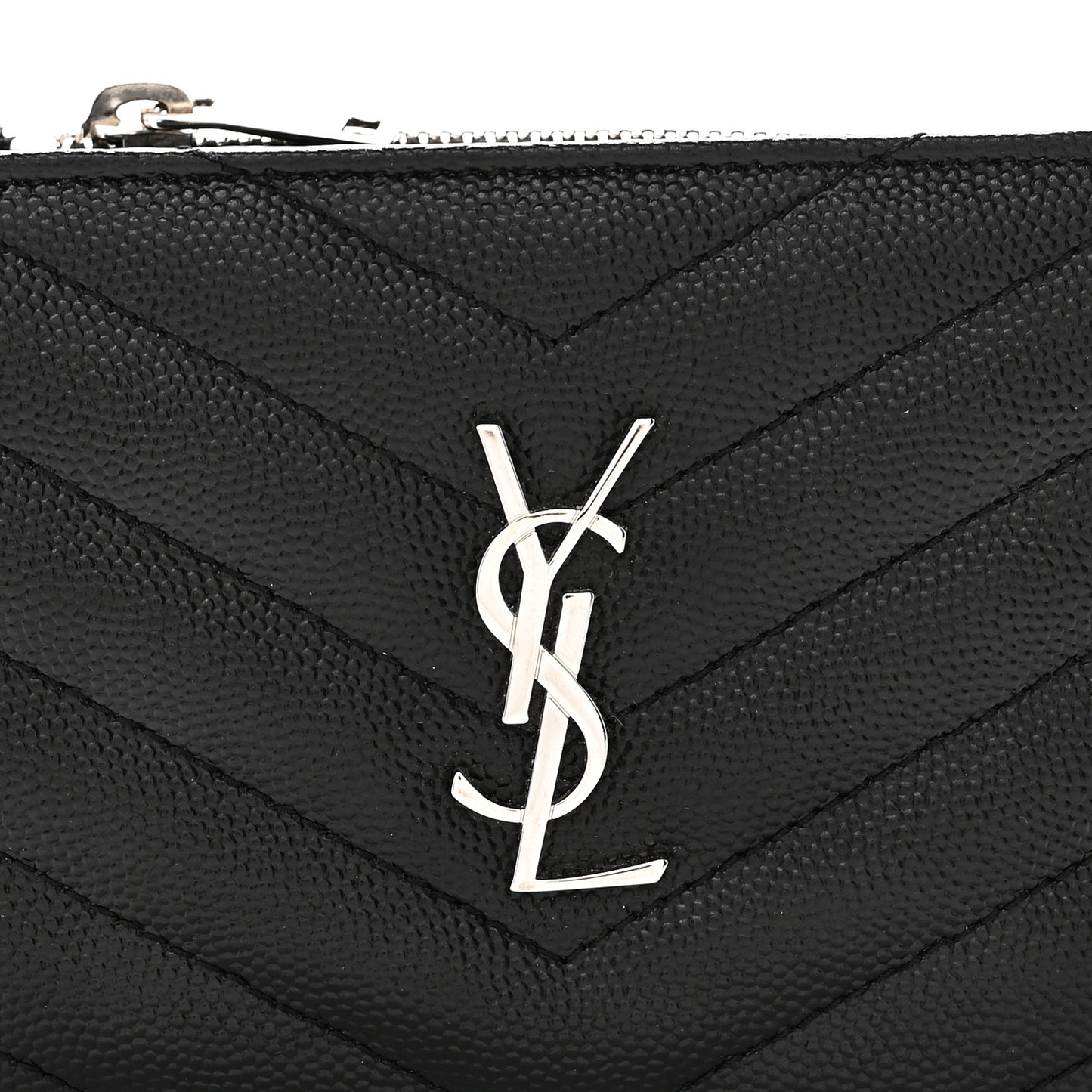 Grain De Poudre Matelasse Chevron Monogram Zipped Two-Part Wallet Black