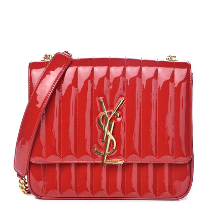 Saint Laurent Patent Calfskin Matelasse Monogram Medium Vicky Chain Bag Rouge Eros 1 of 11