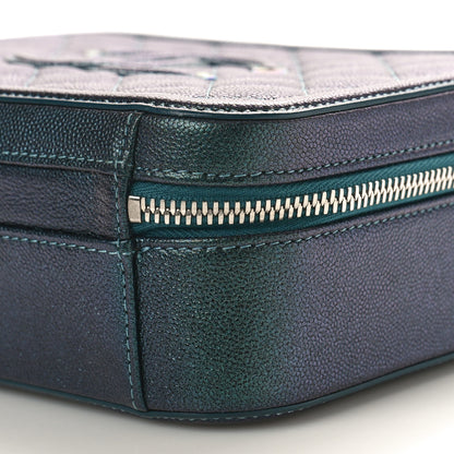 Chanel Iridescent Caviar Quilted Medium CC Filigree Vanity Case Dark Turquoise 11 of 13