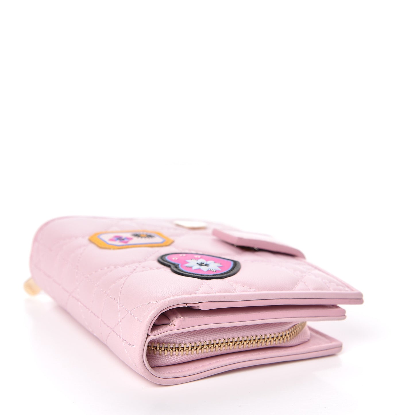 Lambskin Cannage Lucky Badge Eden Wallet Pink
