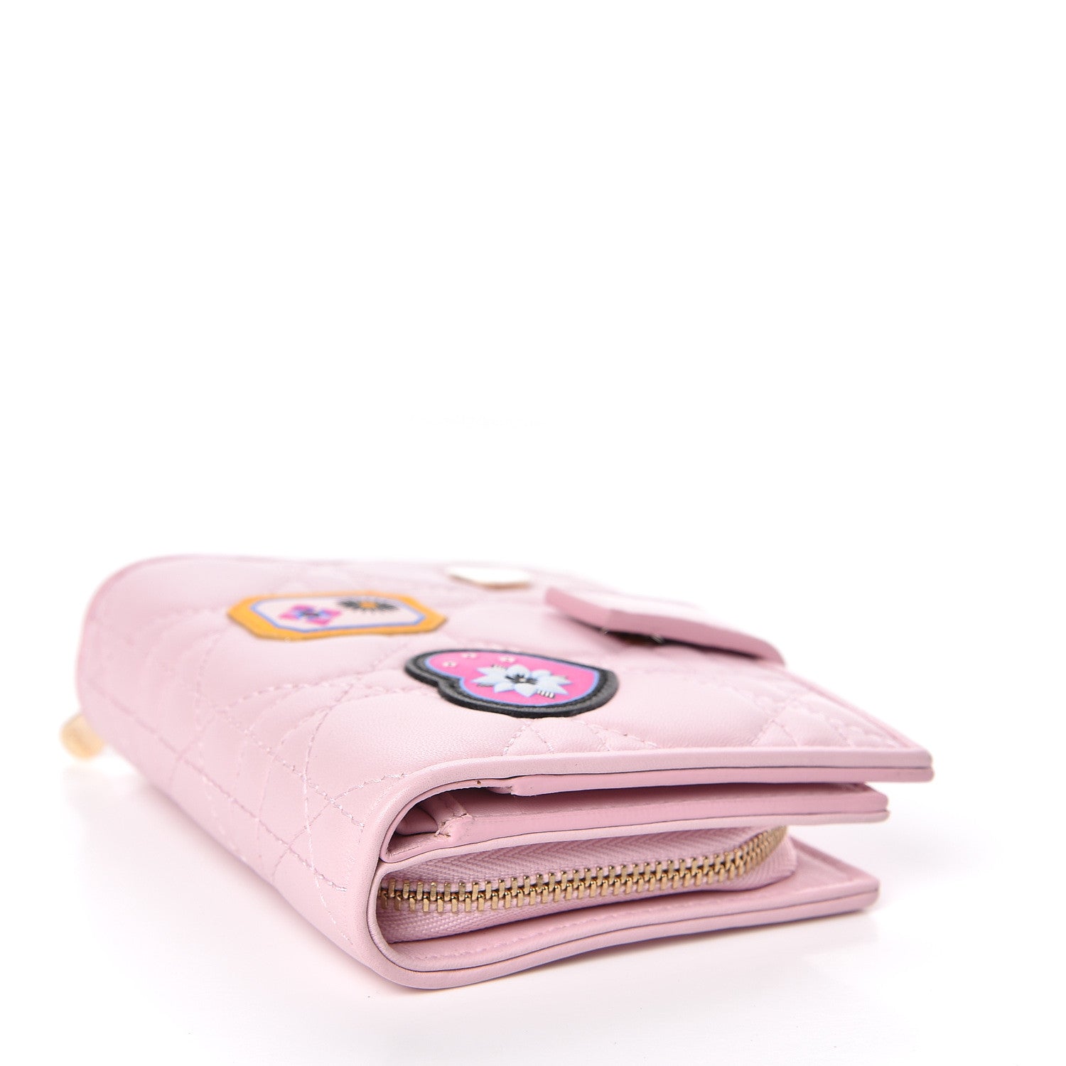 Christian Dior Lambskin Cannage Lucky Badge Eden Wallet Pink 4 of 7