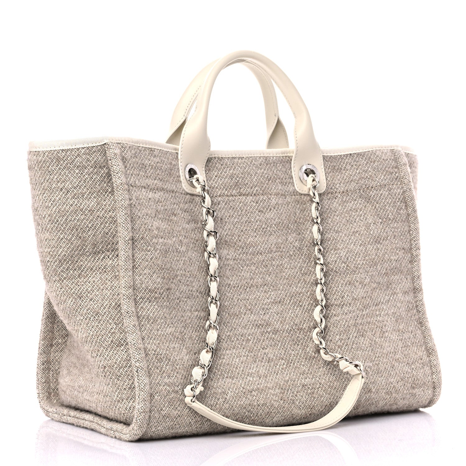 Chanel Mixed Fibers Calfskin Medium Deauville Tote Beige 3 of 12