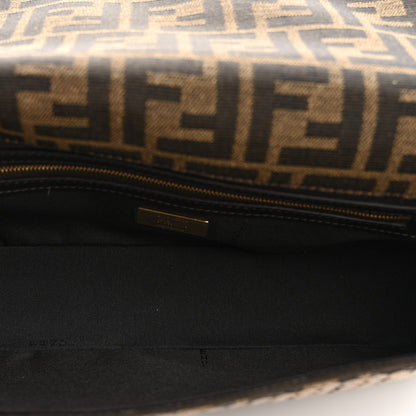 Fendi Fabric Jacquard Paillettes Vitello Seta FF Baguette Testa di Moro Real Ebano 5 of 11