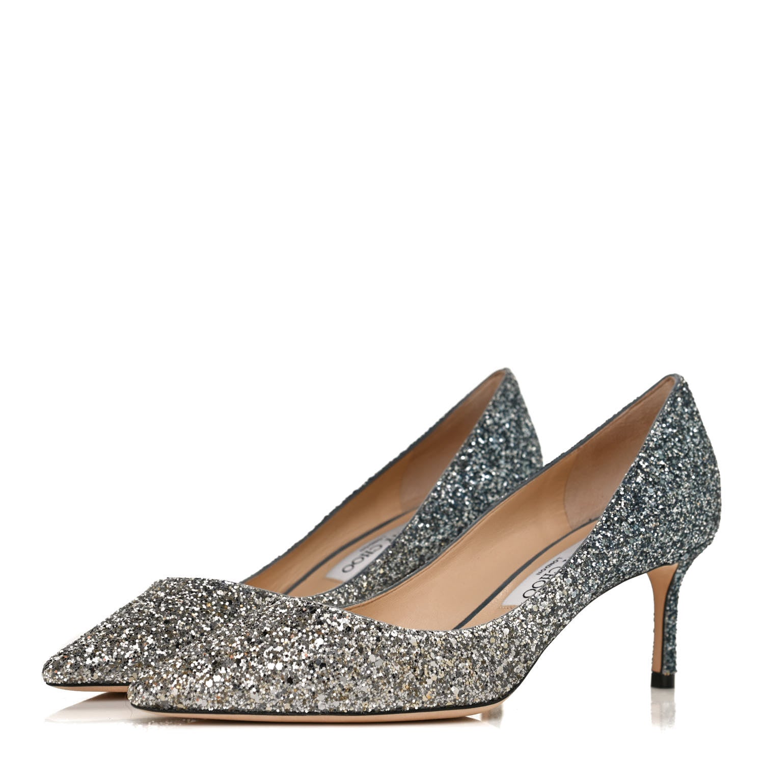 Jimmy Choo Glitter Pointy Toe Romy 60 Pumps 39 Silver Dusk Blue 3 of 10