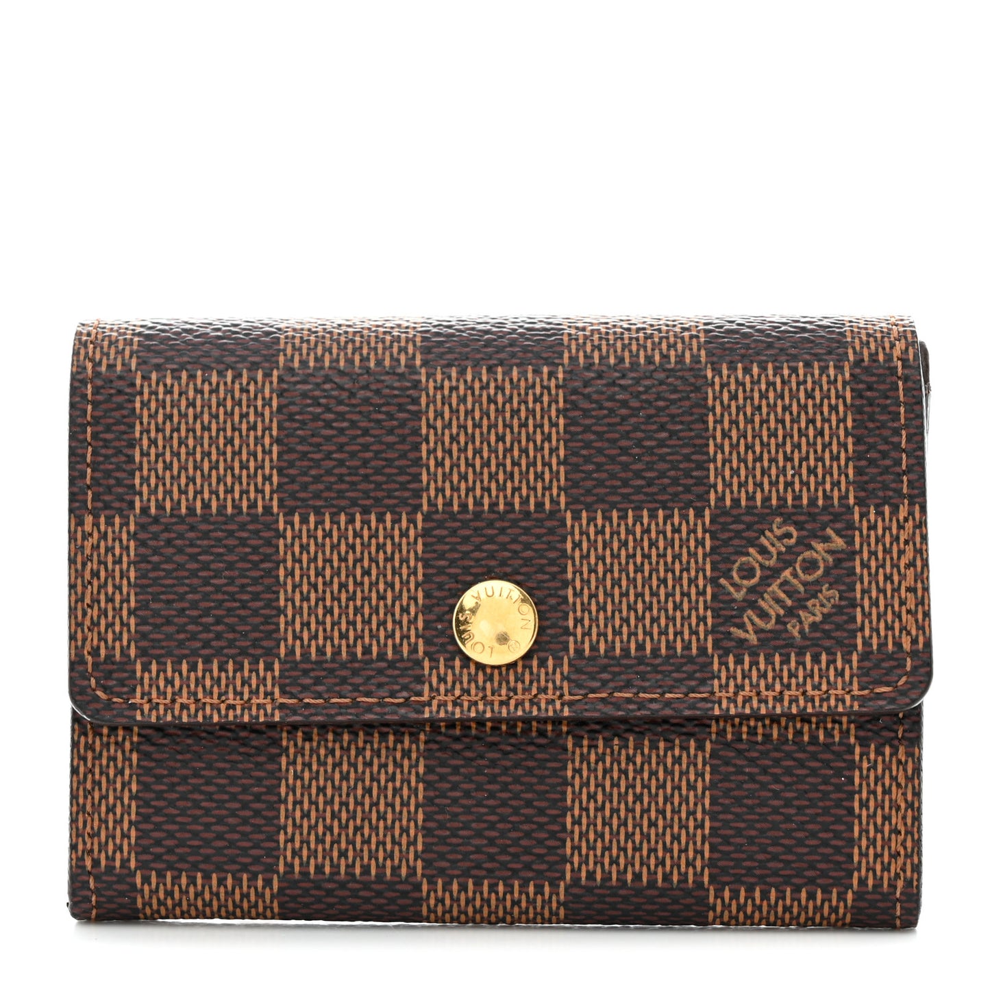 LOUIS VUITTON Damier Ebene Porte-Monnaie Plat Coin Purse Brown