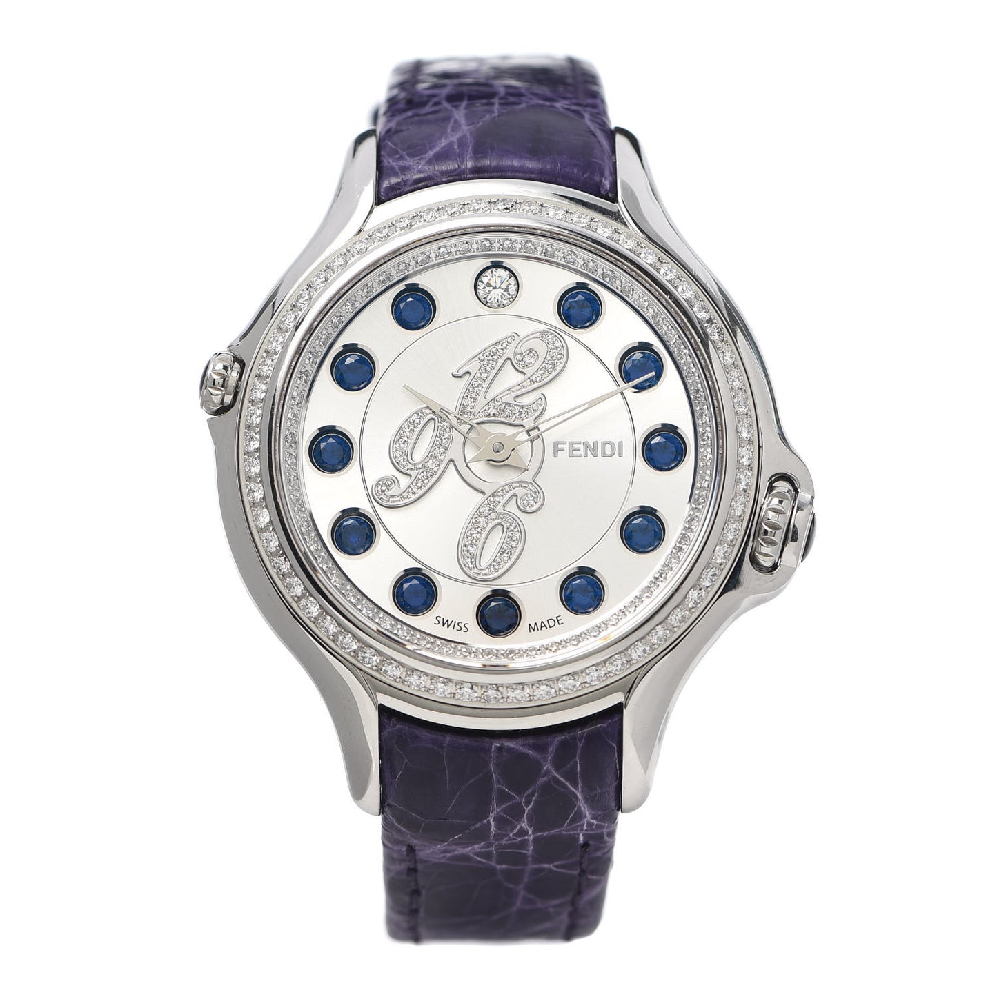 Stainless Steel Alligator Diamond Bezel Topaz 38mm Crazy Carats Rotating Gem Quartz Watch