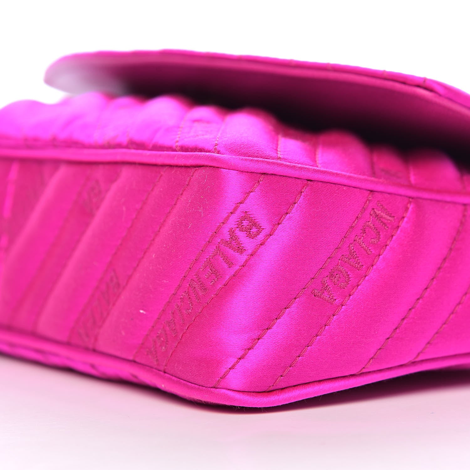 Balenciaga Satin Jacquard Logo Matelasse BB Chain Wallet Fuchsia 8 of 9