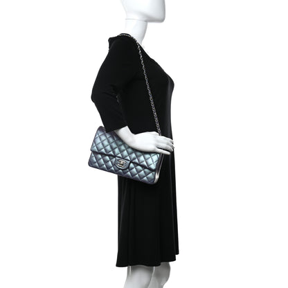 Chanel Iridescent Caviar Quilted Medium Double Flap Dark Blue 2 of 10