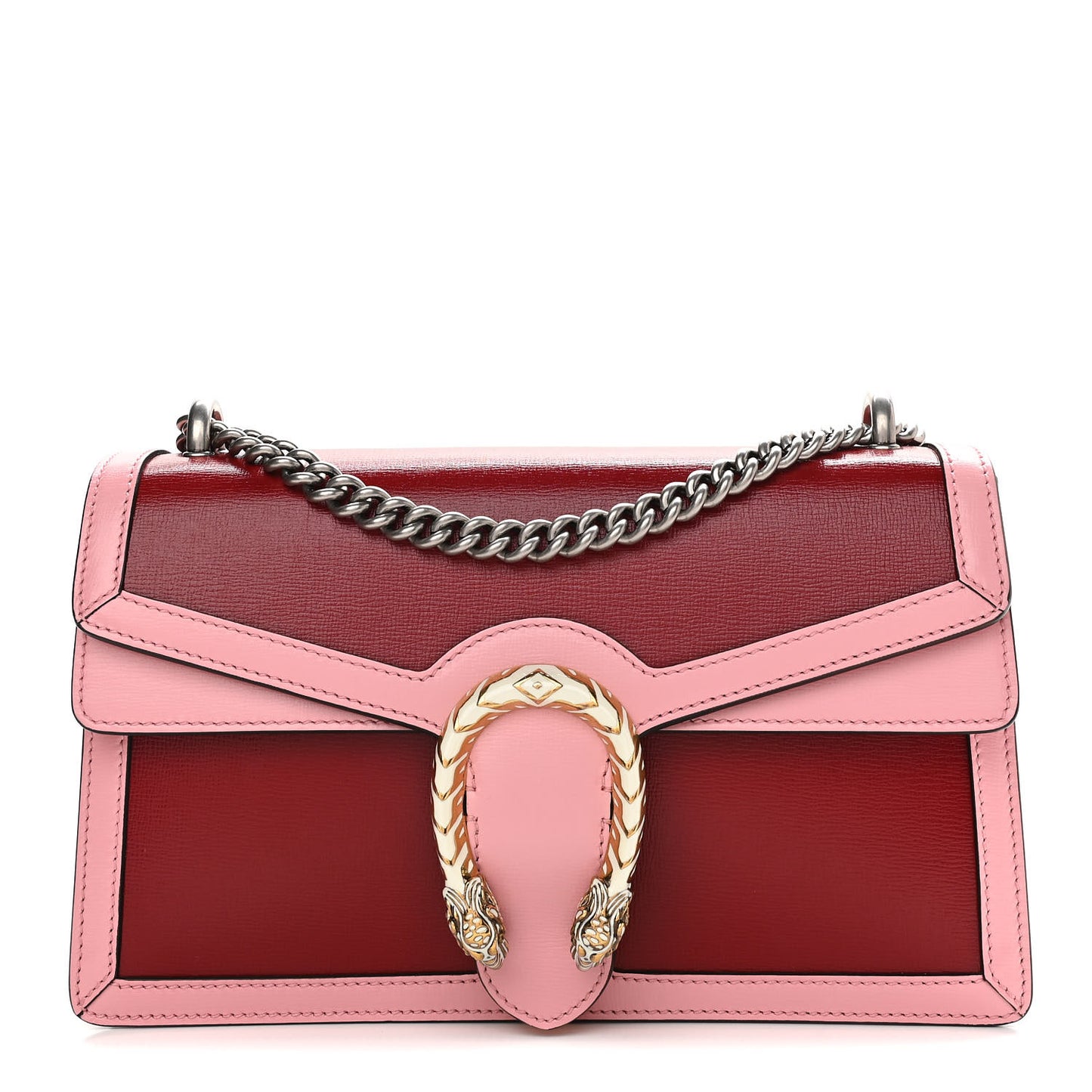 Azalea Calfskin Enamel Small Dionysus Shoulder Bag New Cherry Red Wild Rose Off White