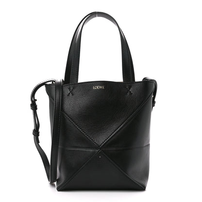 Loewe Shiny Calfskin Mini Puzzle Fold Tote Black 1 of 13