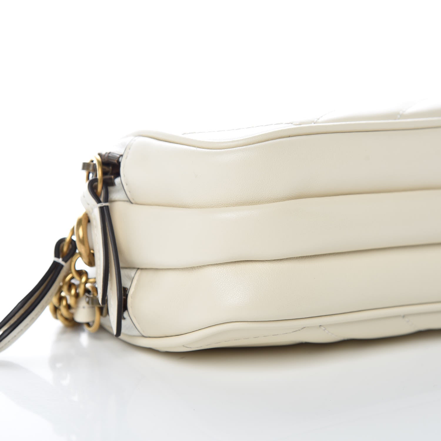 Gucci Calfskin Matelasse Mini GG Marmont Chain Crossbody Bag Mystic White 8 of 9