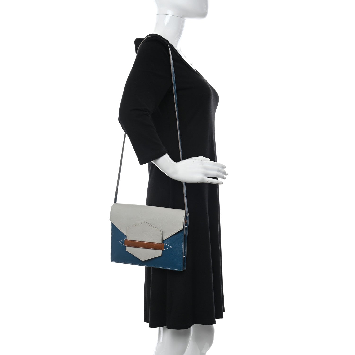 Hermes Evercolor Faco Clutch Bleu Izmir Gris Perle Gold 2 of 11