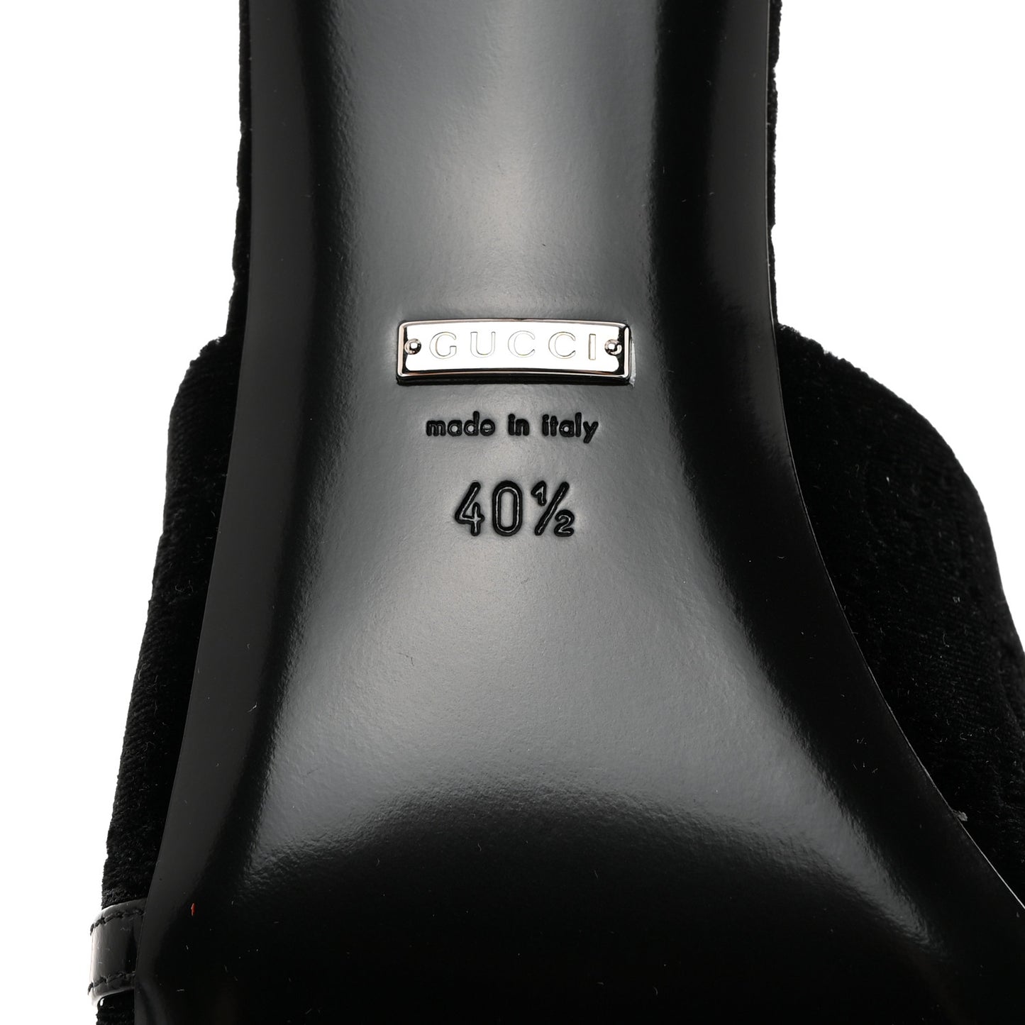 New Velvet Ashmir Regent Calfskin GG Monogram Square Toe Bow 45mm Slide Sandals 40.5 Black